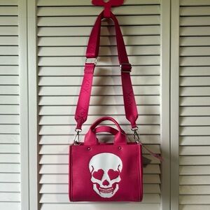 NWT Betsey Johnson Skull Mini Tote Bag Hot Pink